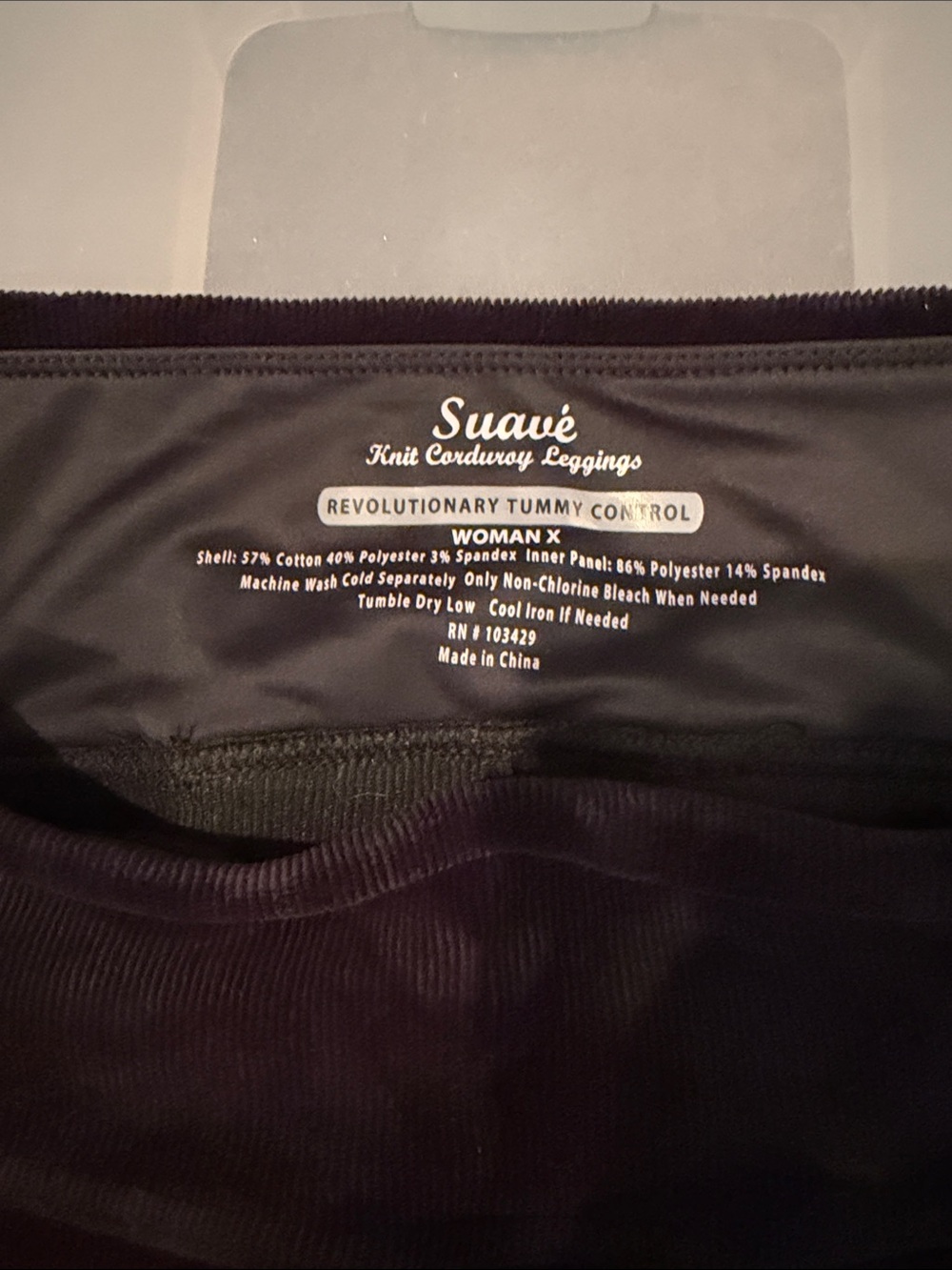 Suavé Knit Corduroy Revolutionary Tummy Control Leggings - Black